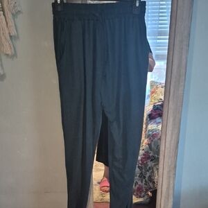 Black Elastic Waist Straight-Leg Pants